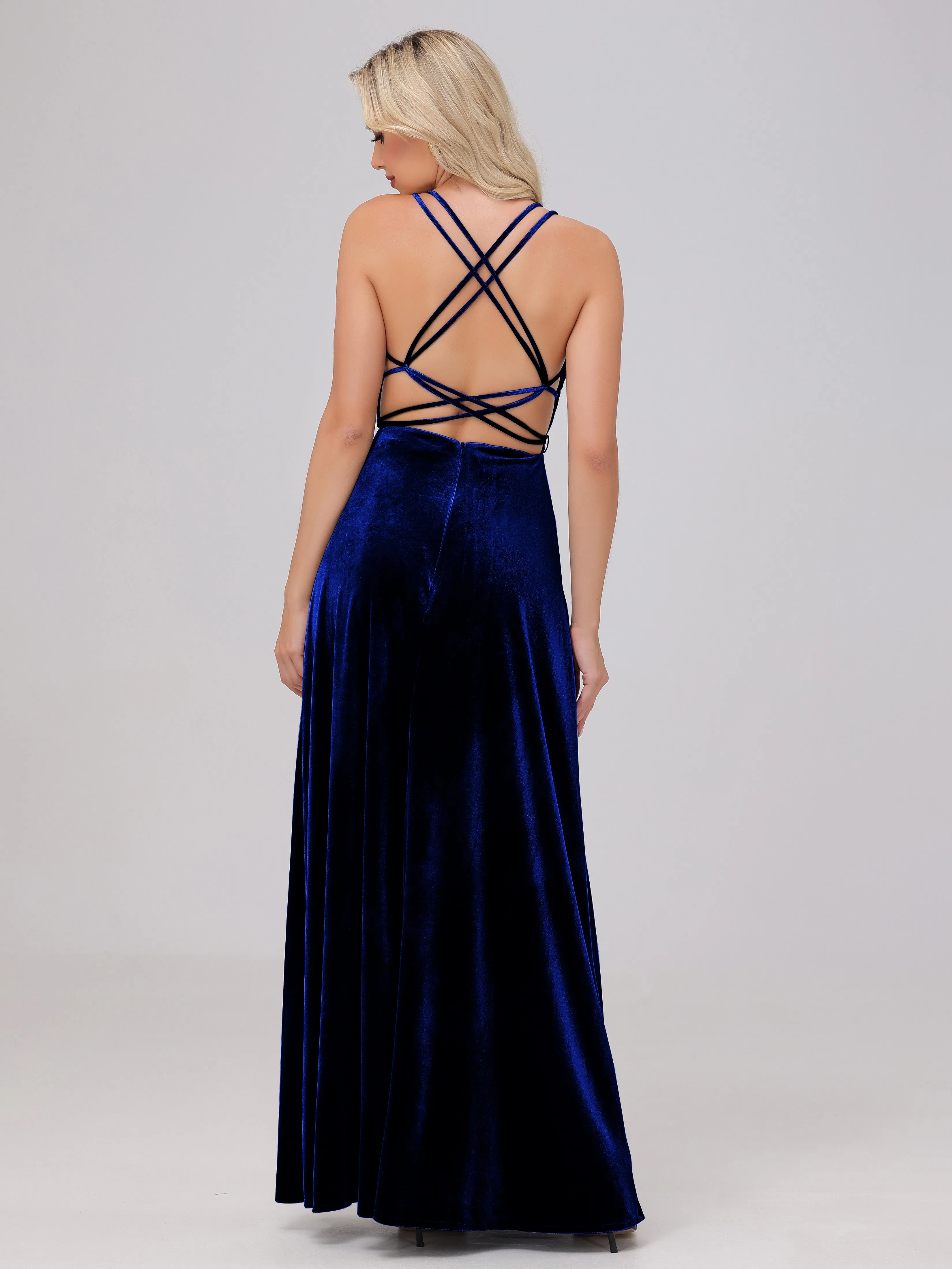 A-Line Spaghetti Straps Velvet Bridesmaid Dresses