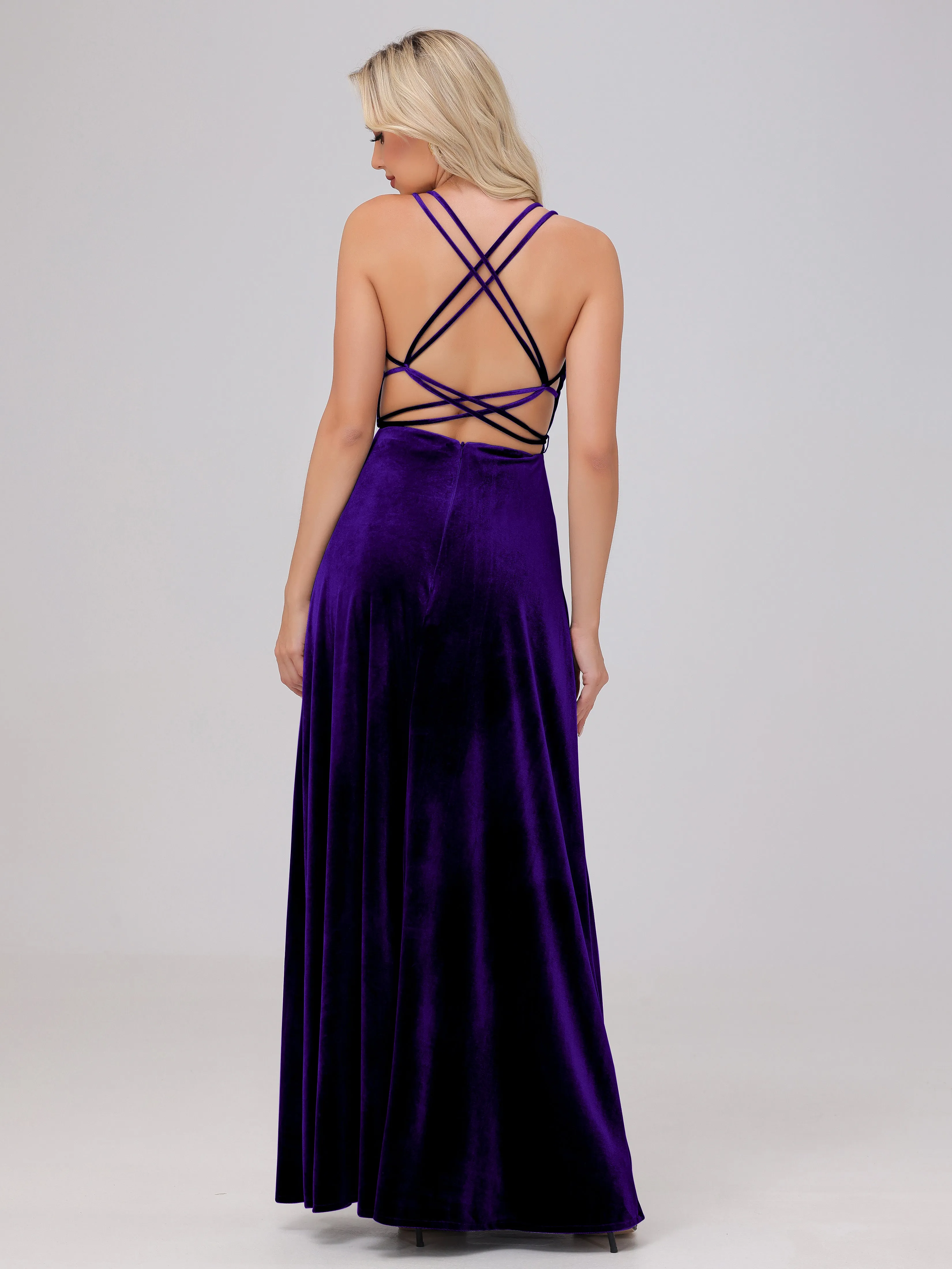 A-Line Spaghetti Straps Velvet Bridesmaid Dresses