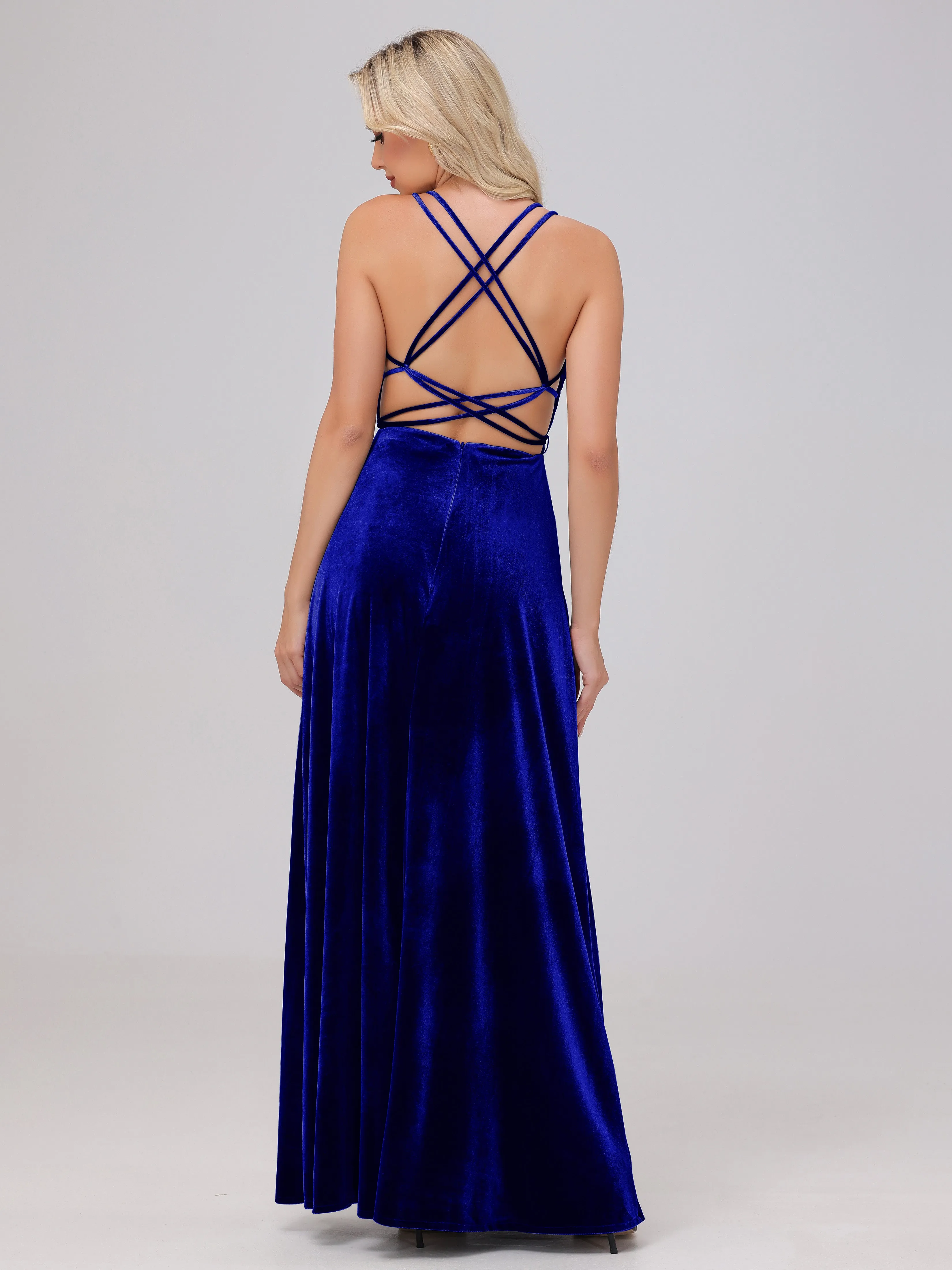 A-Line Spaghetti Straps Velvet Bridesmaid Dresses