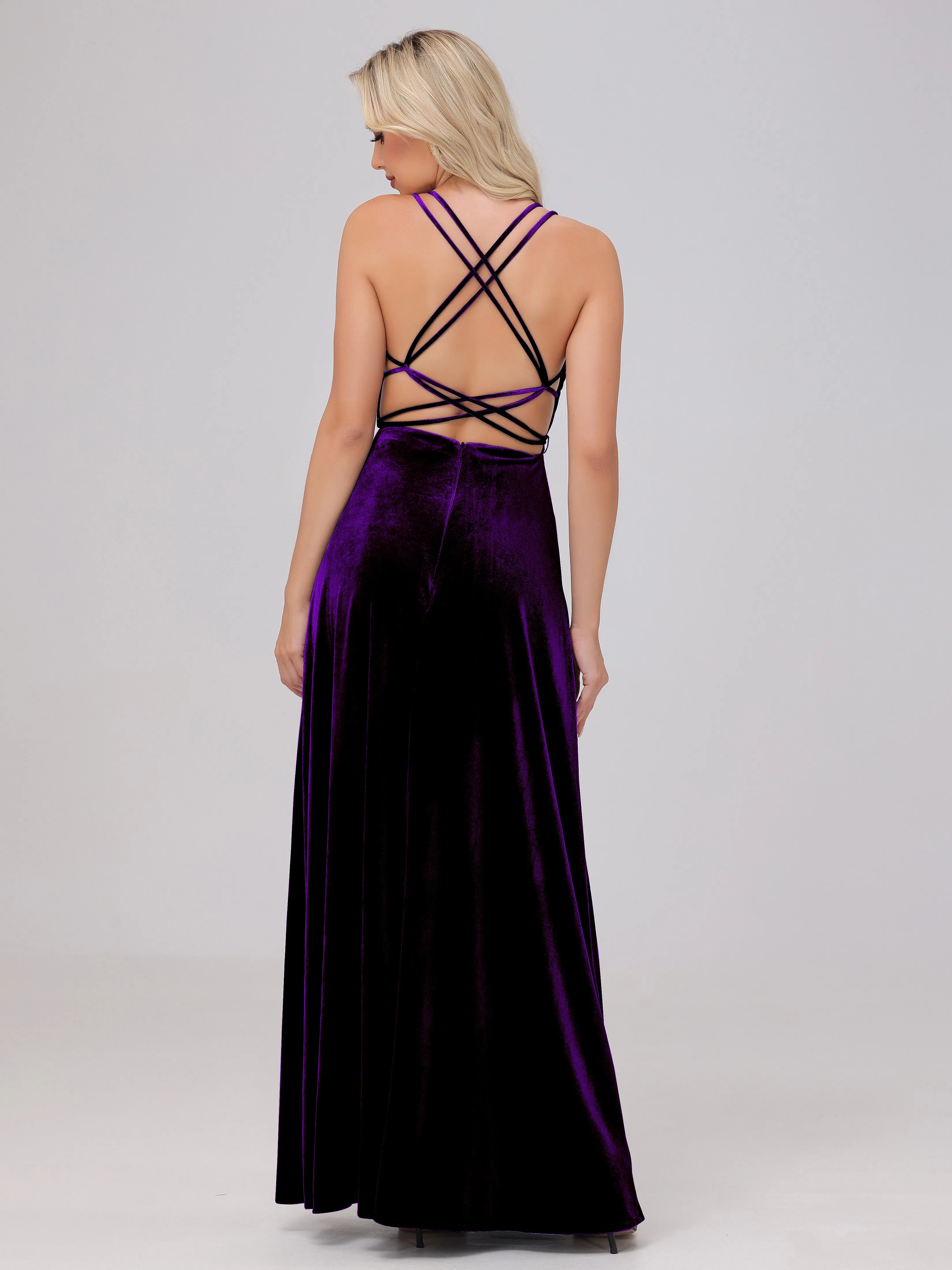 A-Line Spaghetti Straps Velvet Bridesmaid Dresses