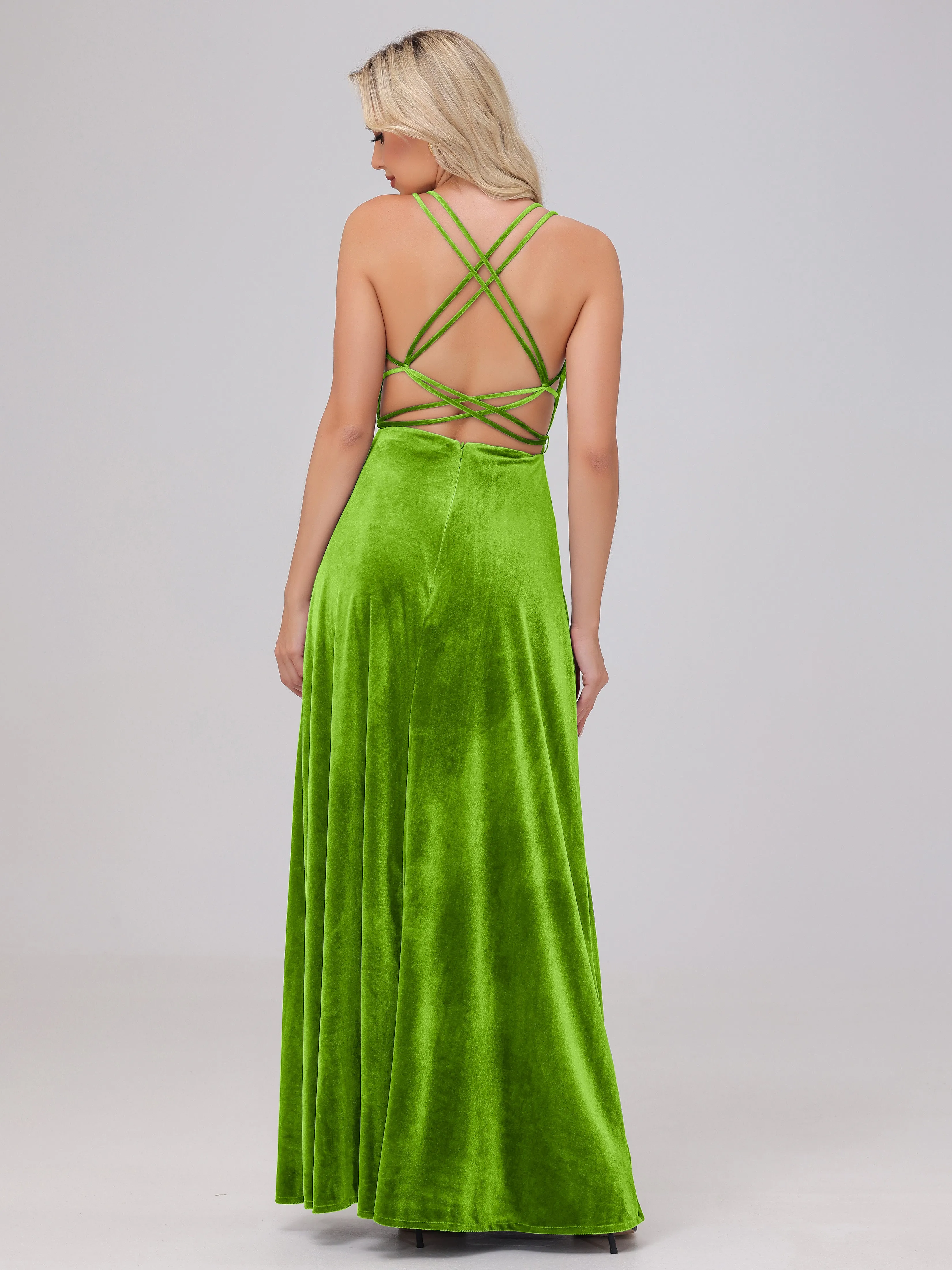 A-Line Spaghetti Straps Velvet Bridesmaid Dresses