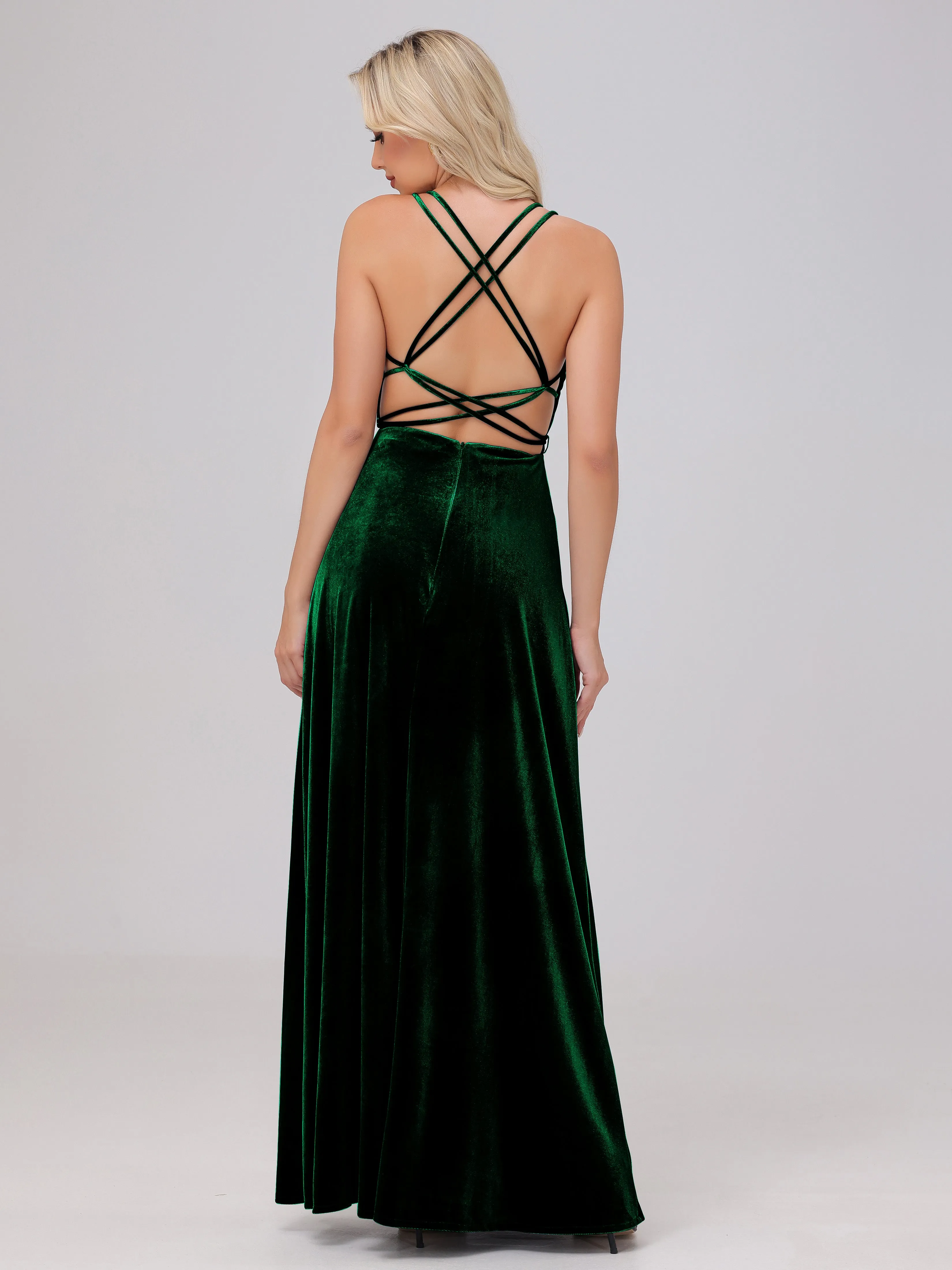 A-Line Spaghetti Straps Velvet Bridesmaid Dresses