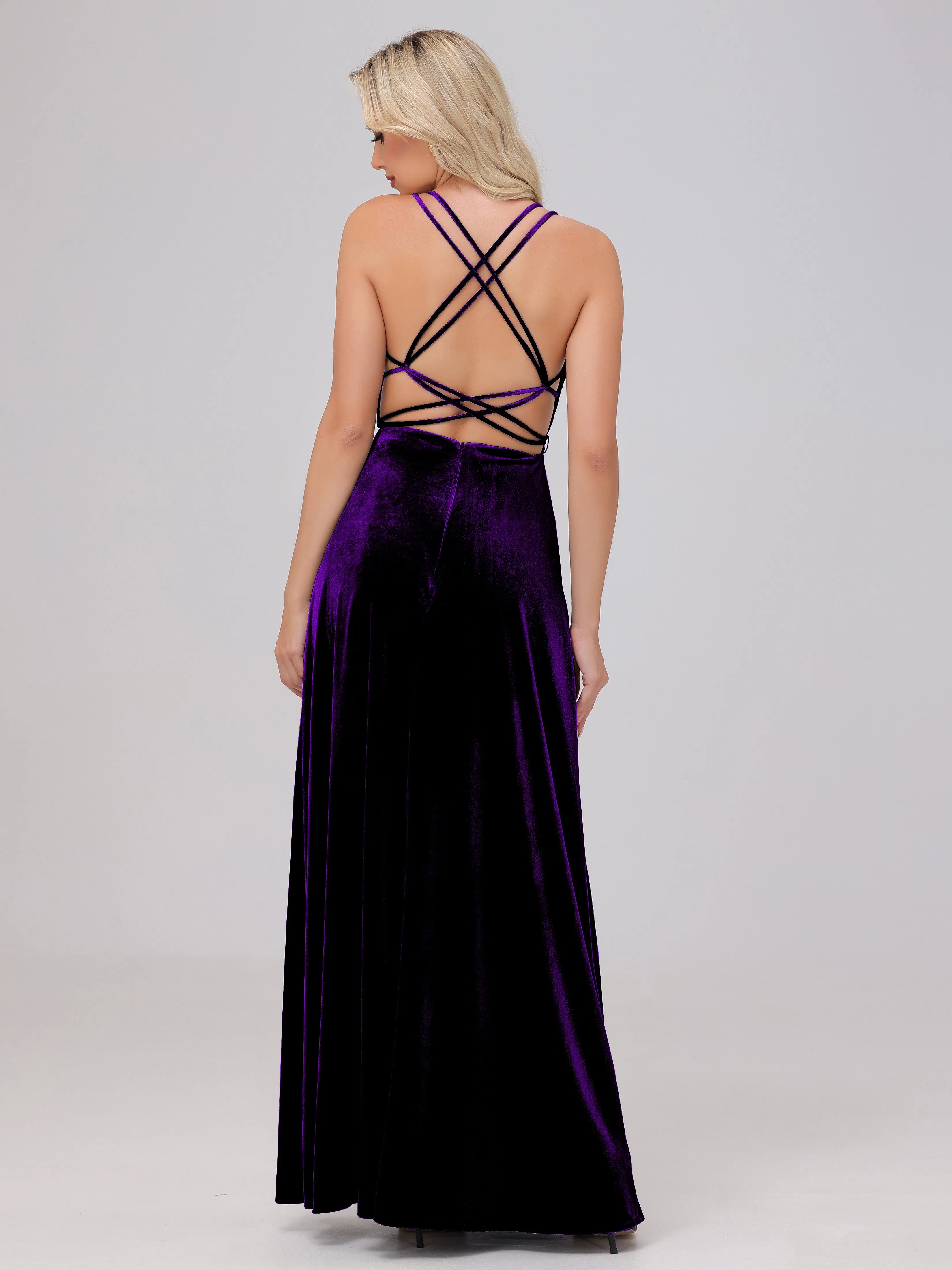A-Line Spaghetti Straps Velvet Bridesmaid Dresses