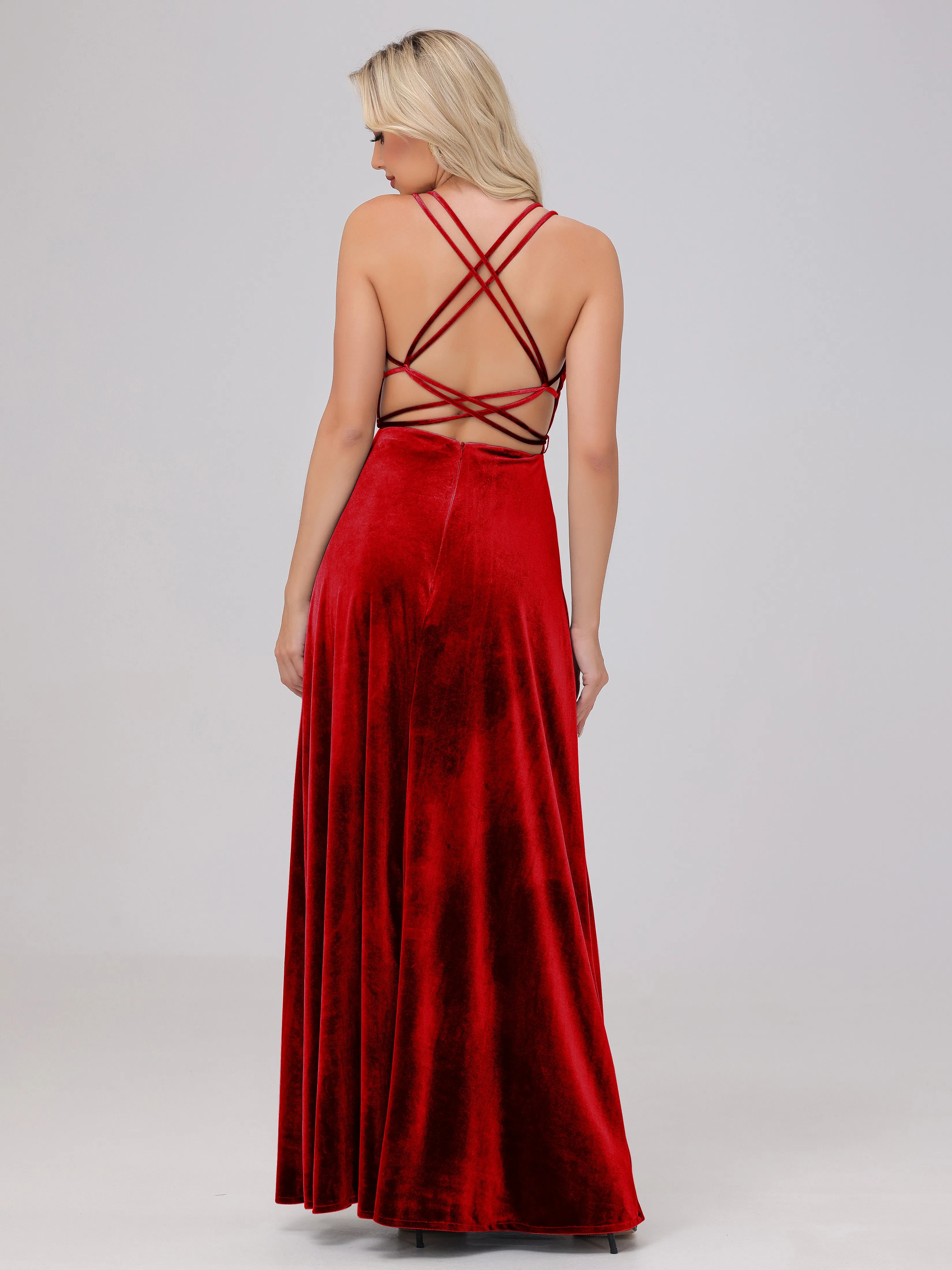 A-Line Spaghetti Straps Velvet Bridesmaid Dresses