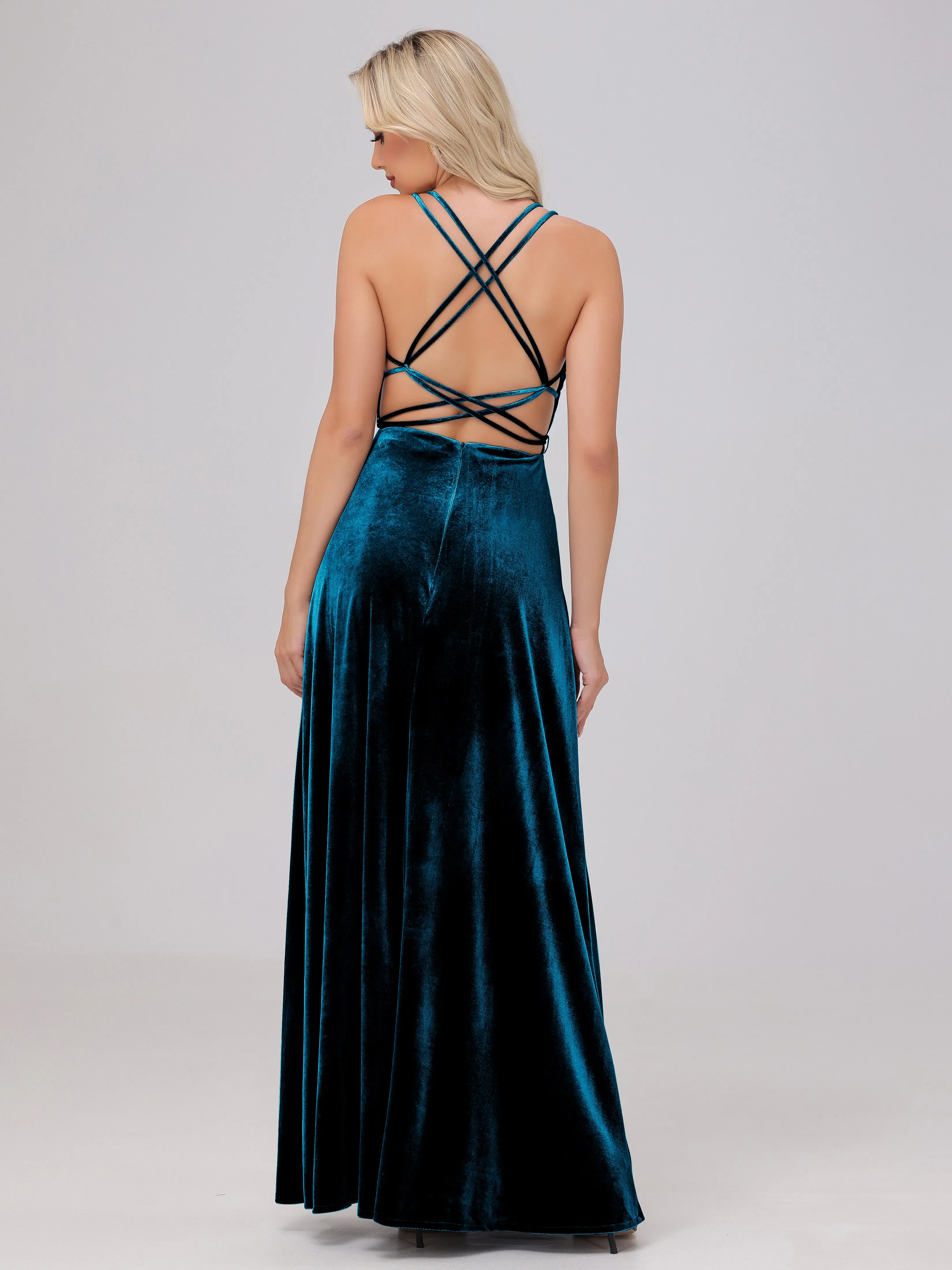 A-Line Spaghetti Straps Velvet Bridesmaid Dresses