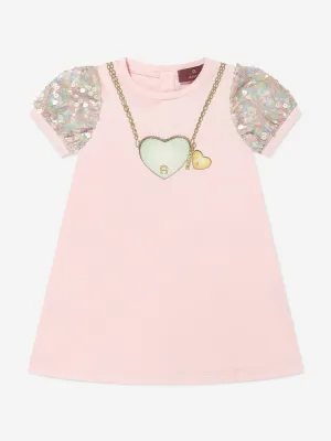 Aigner Baby Girls Charm Necklace Dress in Pink