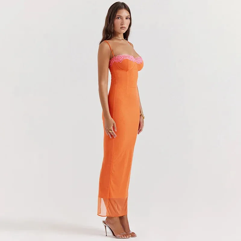 Backless Maxi Crochet Lace Sexy Maxi Mesh Long Summer Women Dress Dress