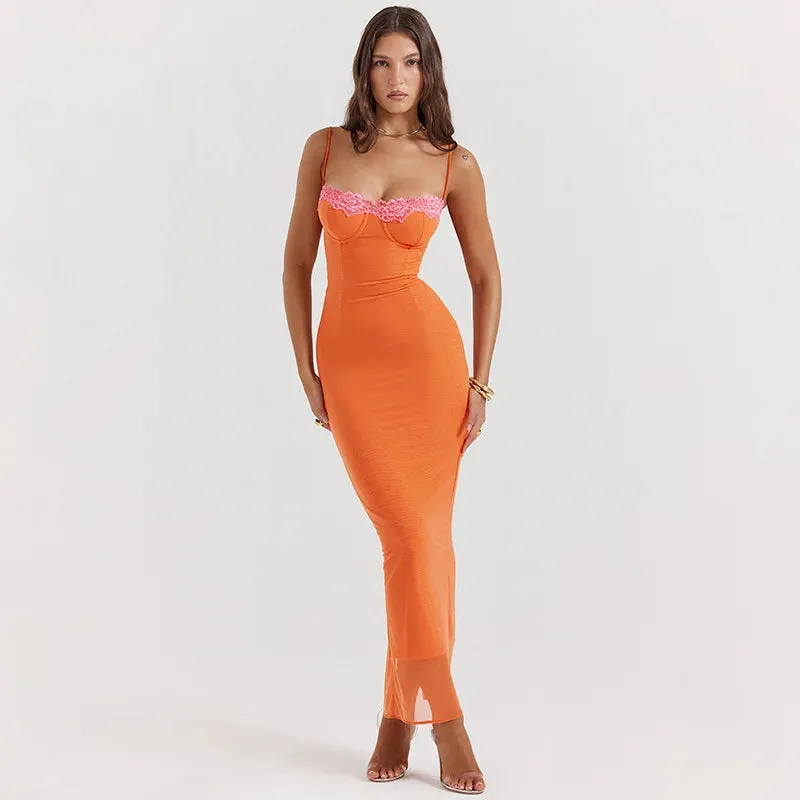 Backless Maxi Crochet Lace Sexy Maxi Mesh Long Summer Women Dress Dress