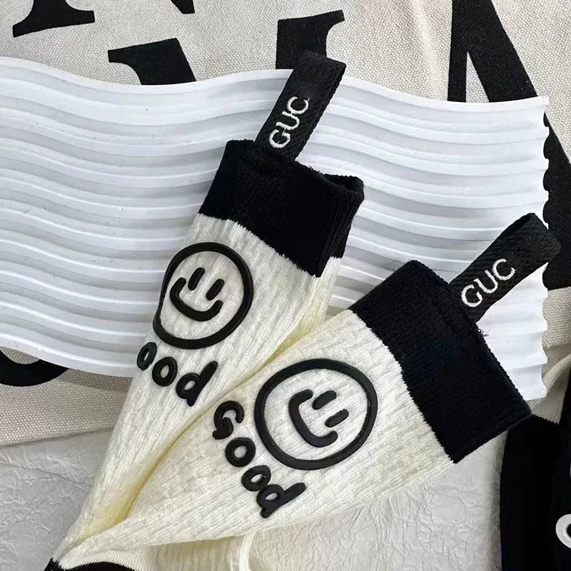 Big Smiley Face Hot Stamped Socks