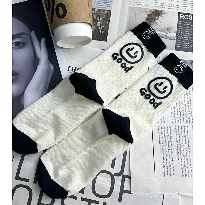 Big Smiley Face Hot Stamped Socks