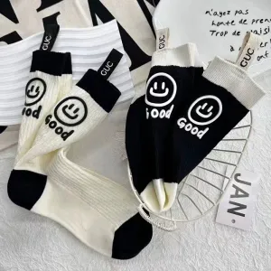 Big Smiley Face Hot Stamped Socks