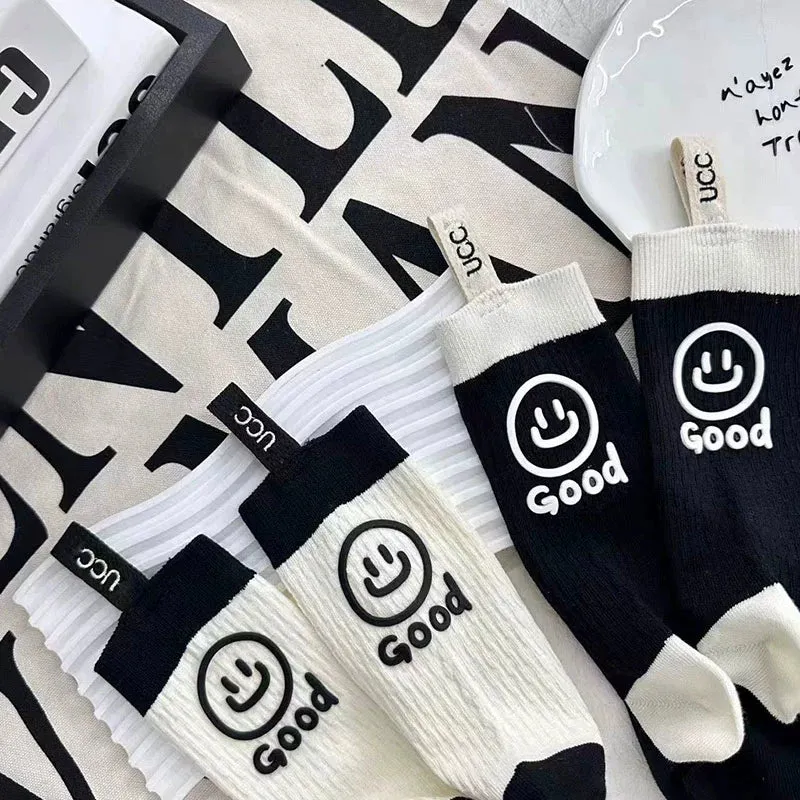 Big Smiley Face Hot Stamped Socks