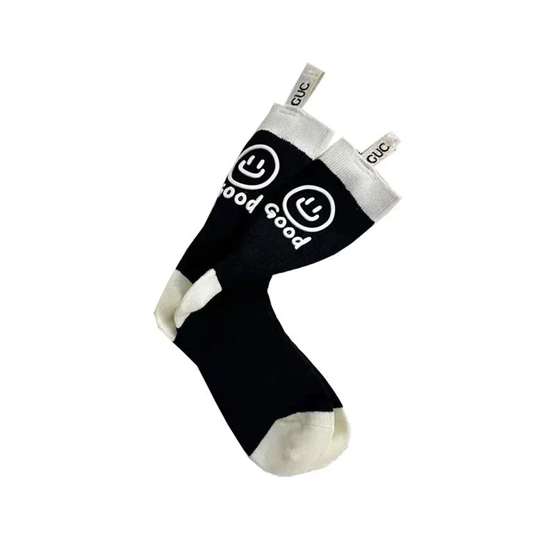 Big Smiley Face Hot Stamped Socks