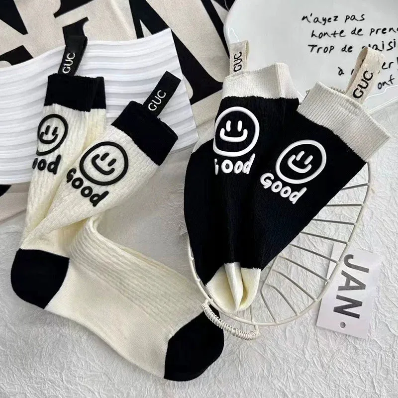 Big Smiley Face Hot Stamped Socks