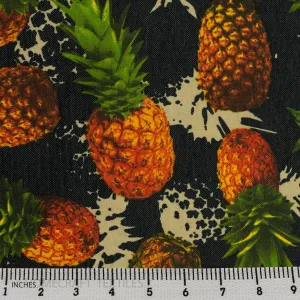 Black Pineapples Cotton Canvas Print