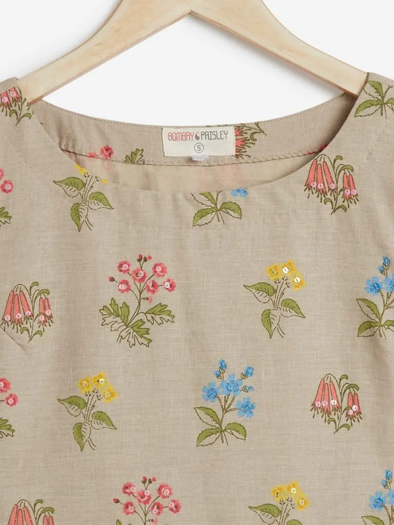 Bombay Paisley Beige Floral Shift Dress