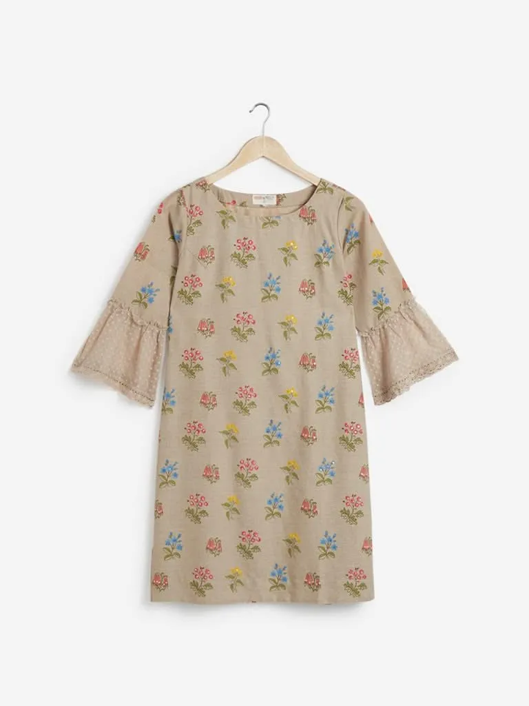 Bombay Paisley Beige Floral Shift Dress