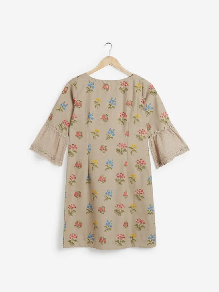 Bombay Paisley Beige Floral Shift Dress