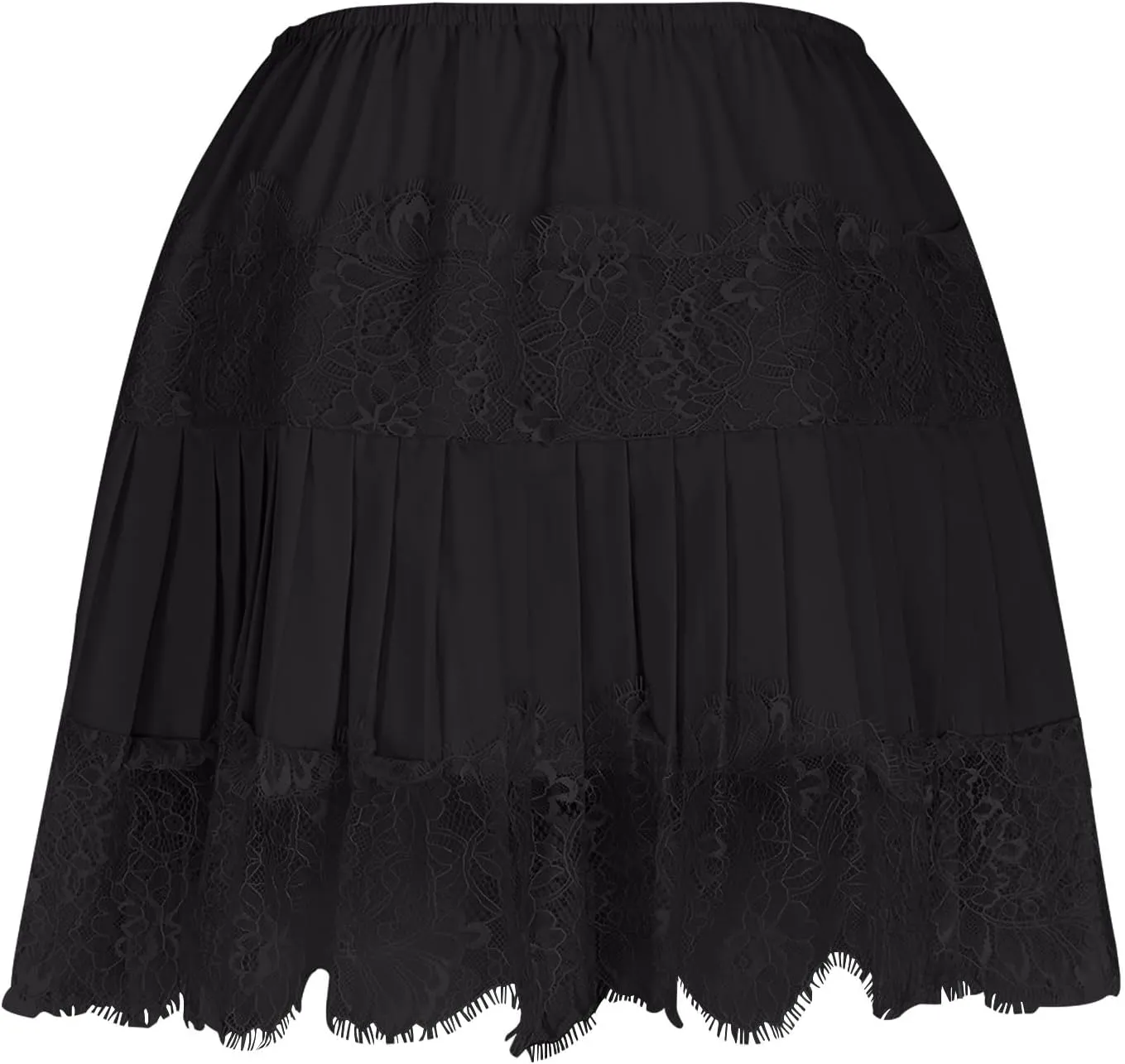 Borniu Womens Temperament Y2K Lace Skirts Flowy A Line Short Skirt High Waisted Ruffle Mini Skirts Pleated Cute Solid Skirt