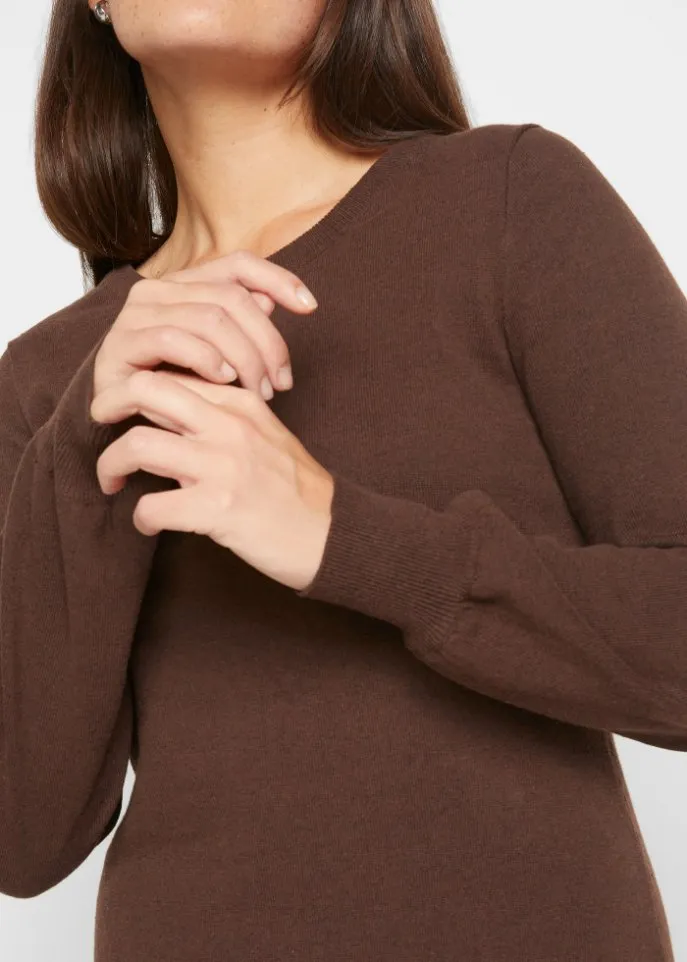 Bpc Bonprix Collection Recycled Cotton Knit Dress, Brown