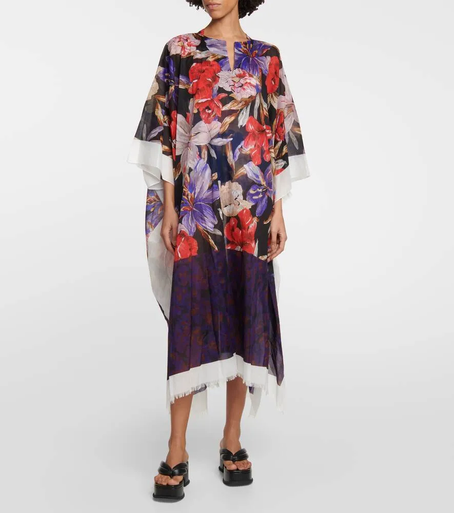 Cotton beach dress with DRIES VAN NOTEN print, multicolor