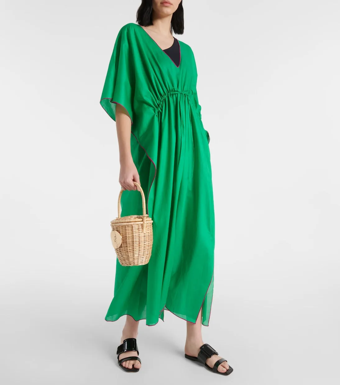 Cotton caftan voilier Eres, green