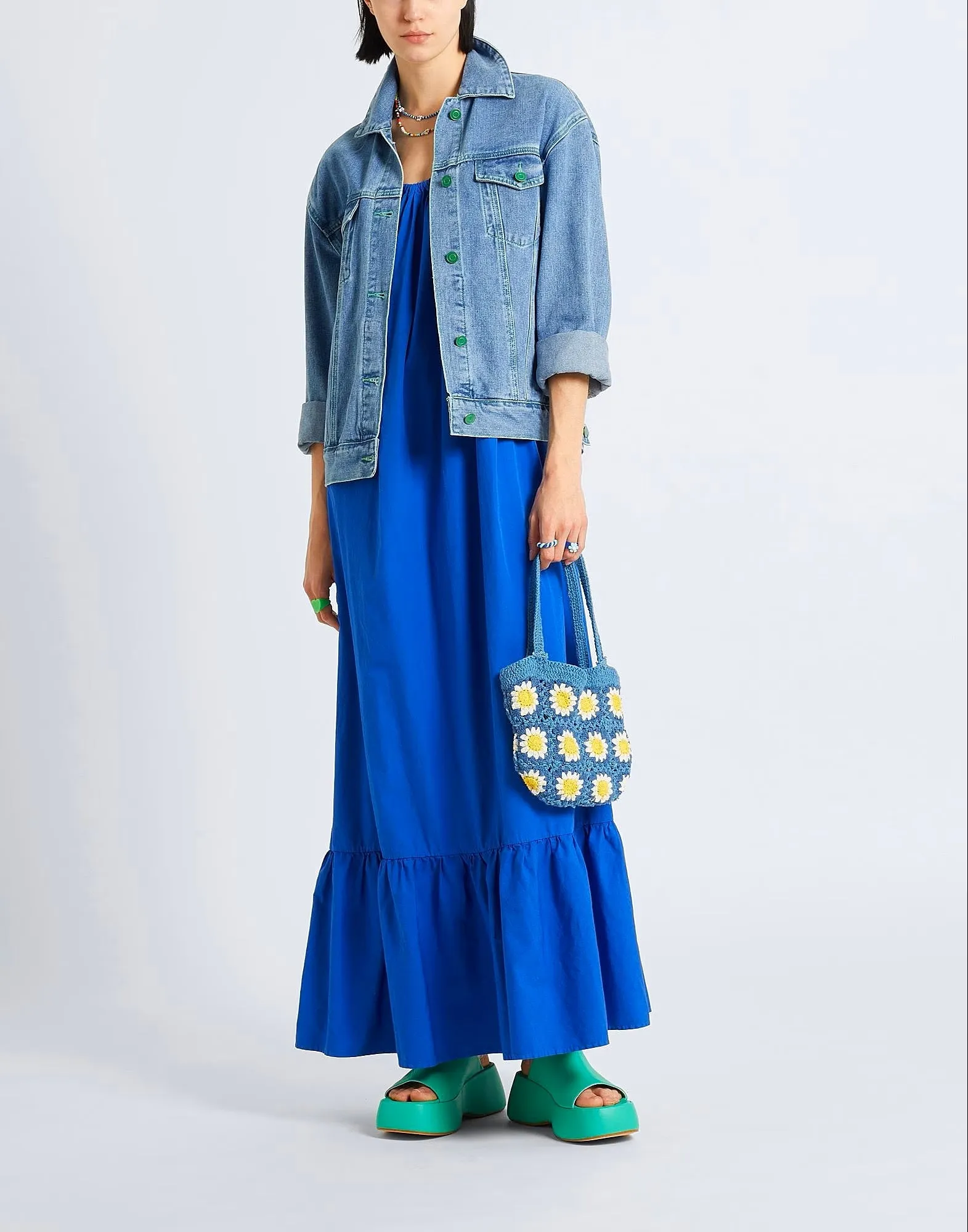 Cotton maxi dress 8 by YOOX, royal blue