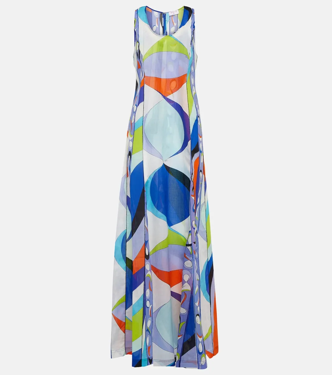 Cotton maxi dress with PUCCI print, multicolor