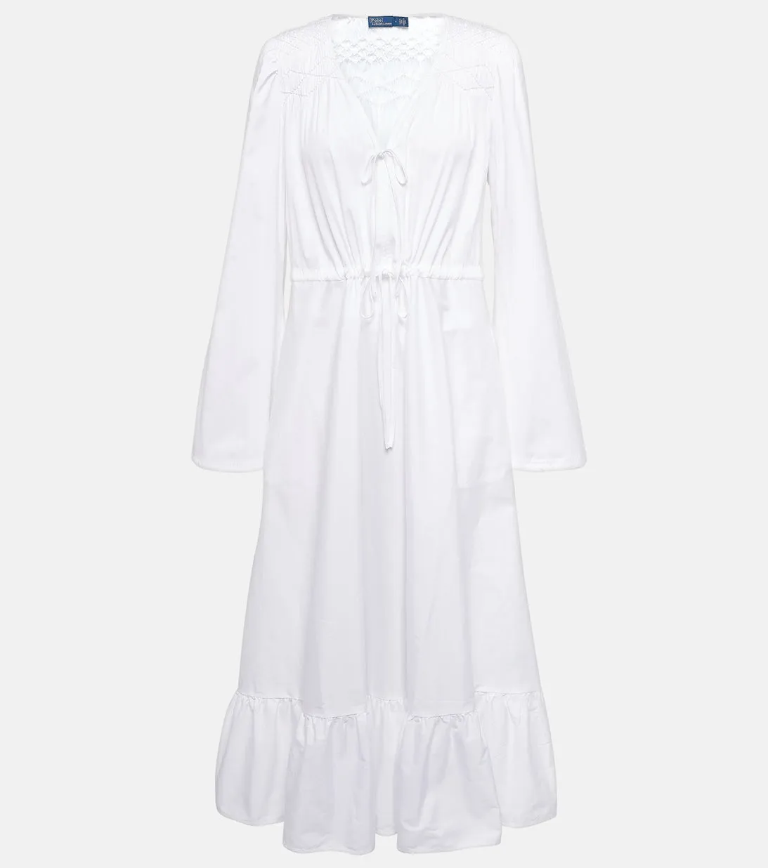 Cotton midi dress POLO RALPH LAUREN, white