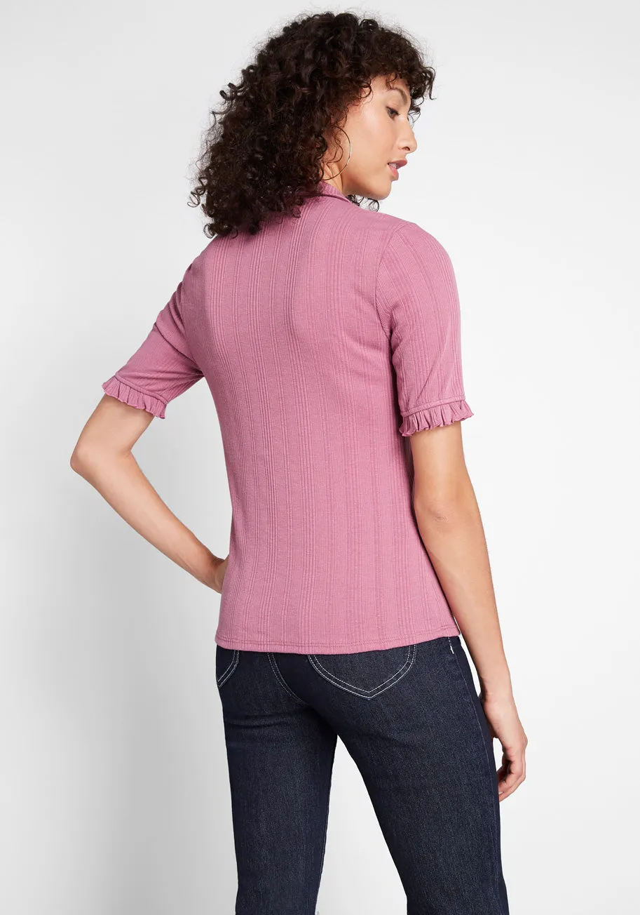 Daily Wins Ribbed Polo Top