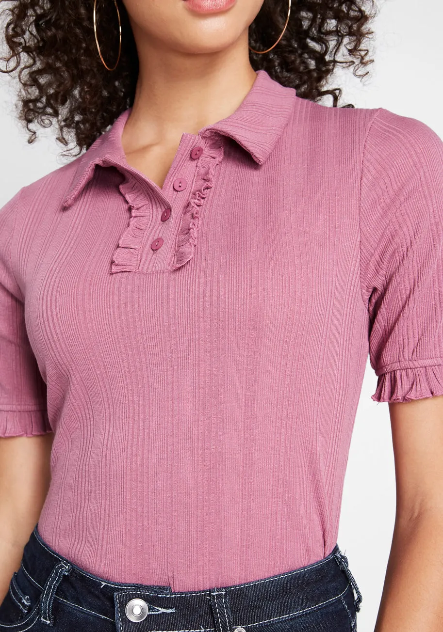 Daily Wins Ribbed Polo Top