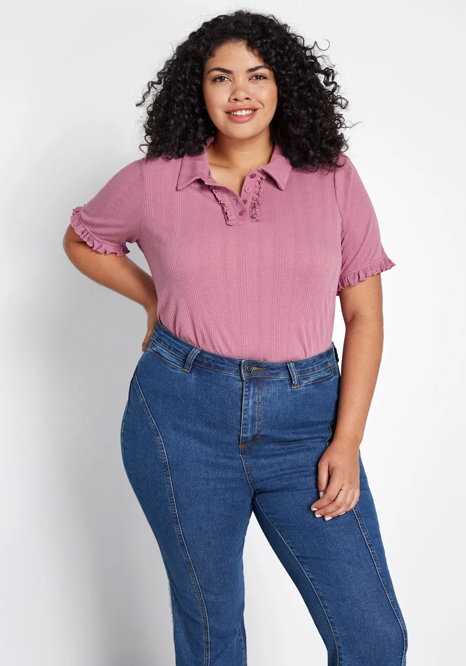 Daily Wins Ribbed Polo Top