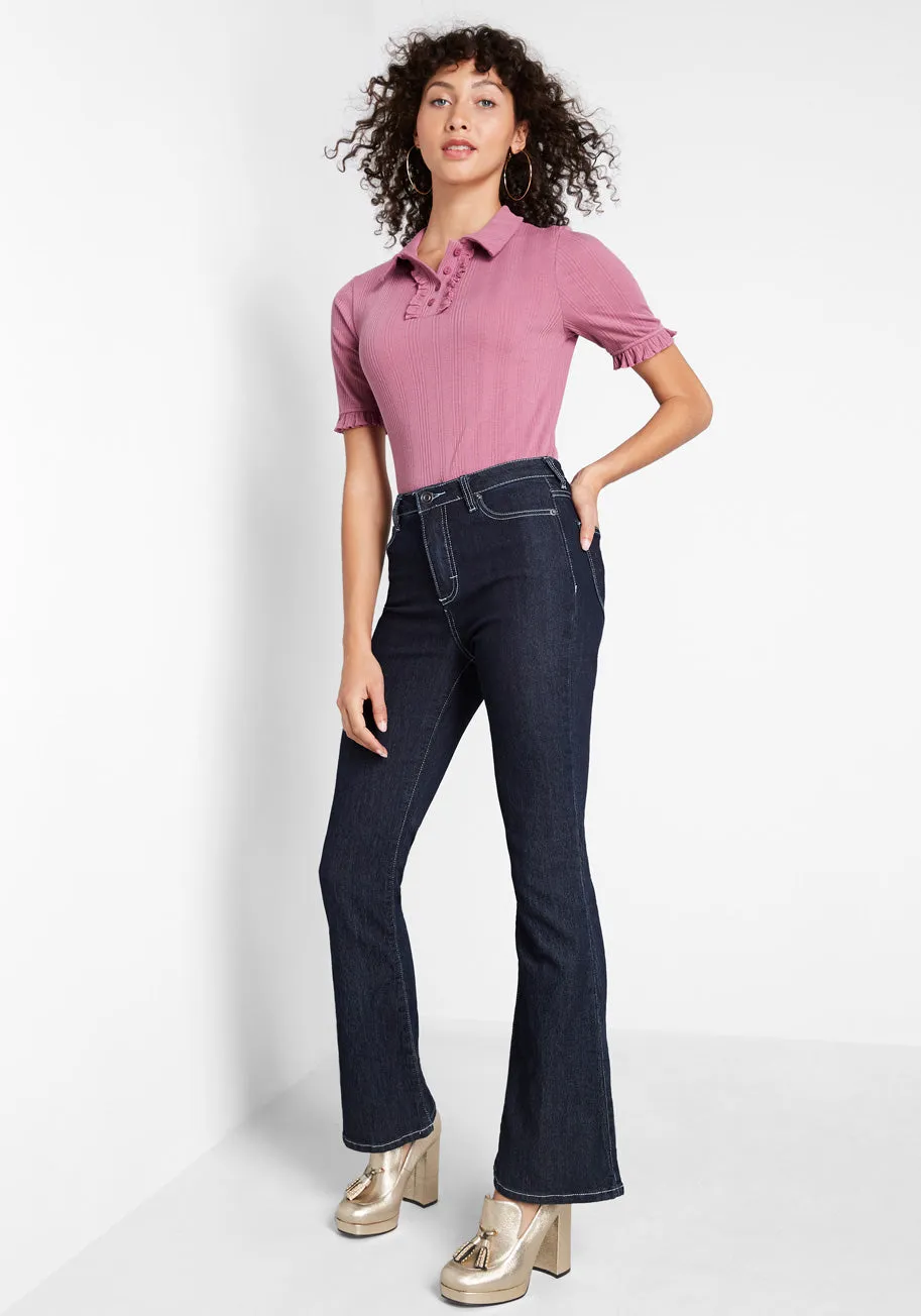 Daily Wins Ribbed Polo Top