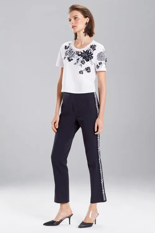 Denim Embroidered Pants