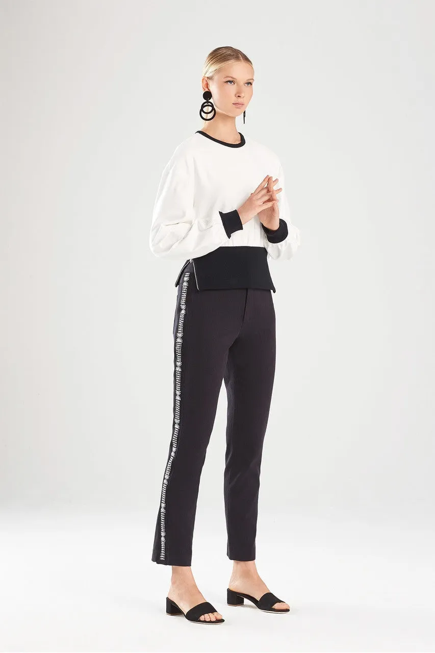 Denim Embroidered Pants