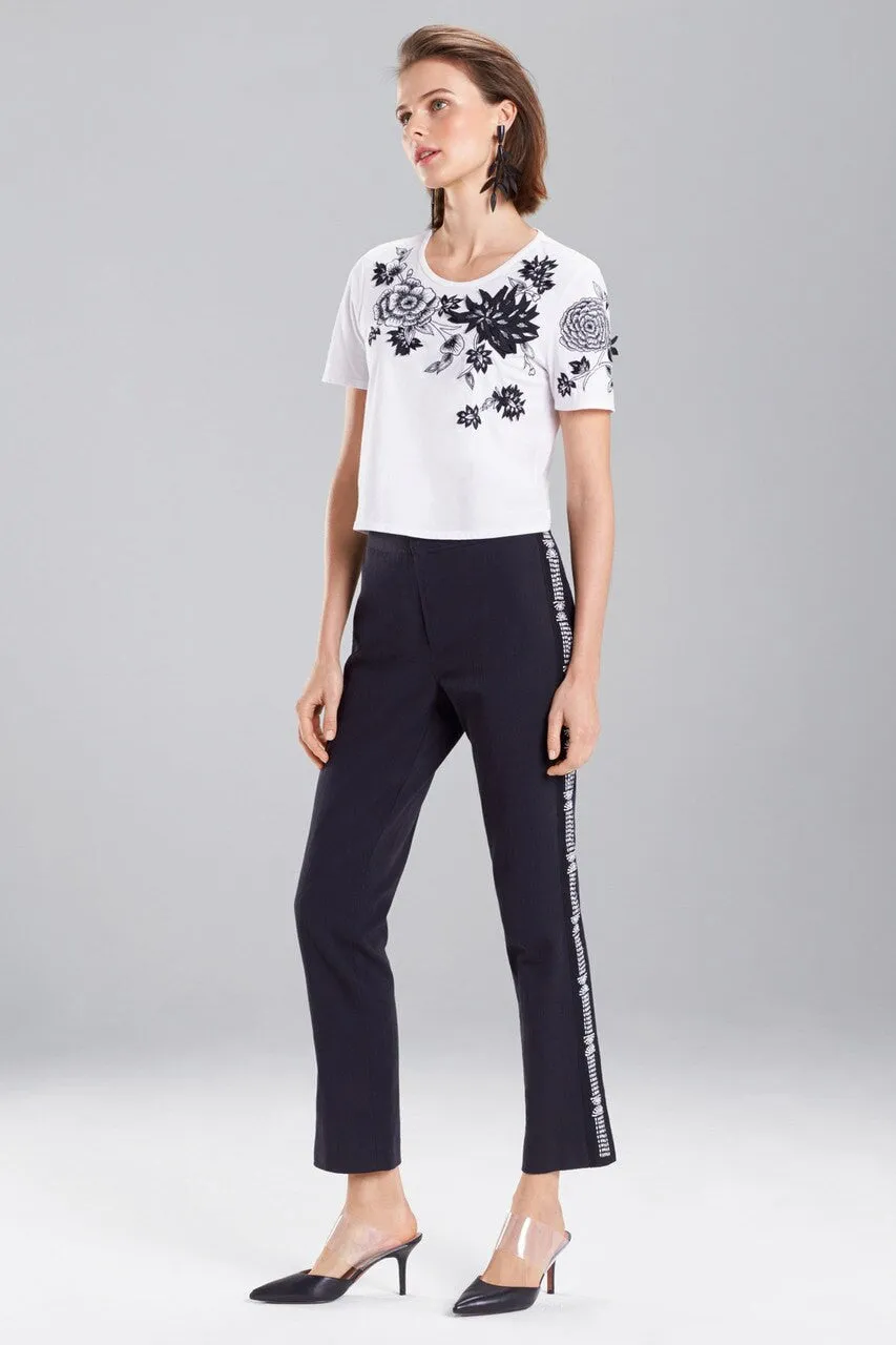 Denim Embroidered Pants
