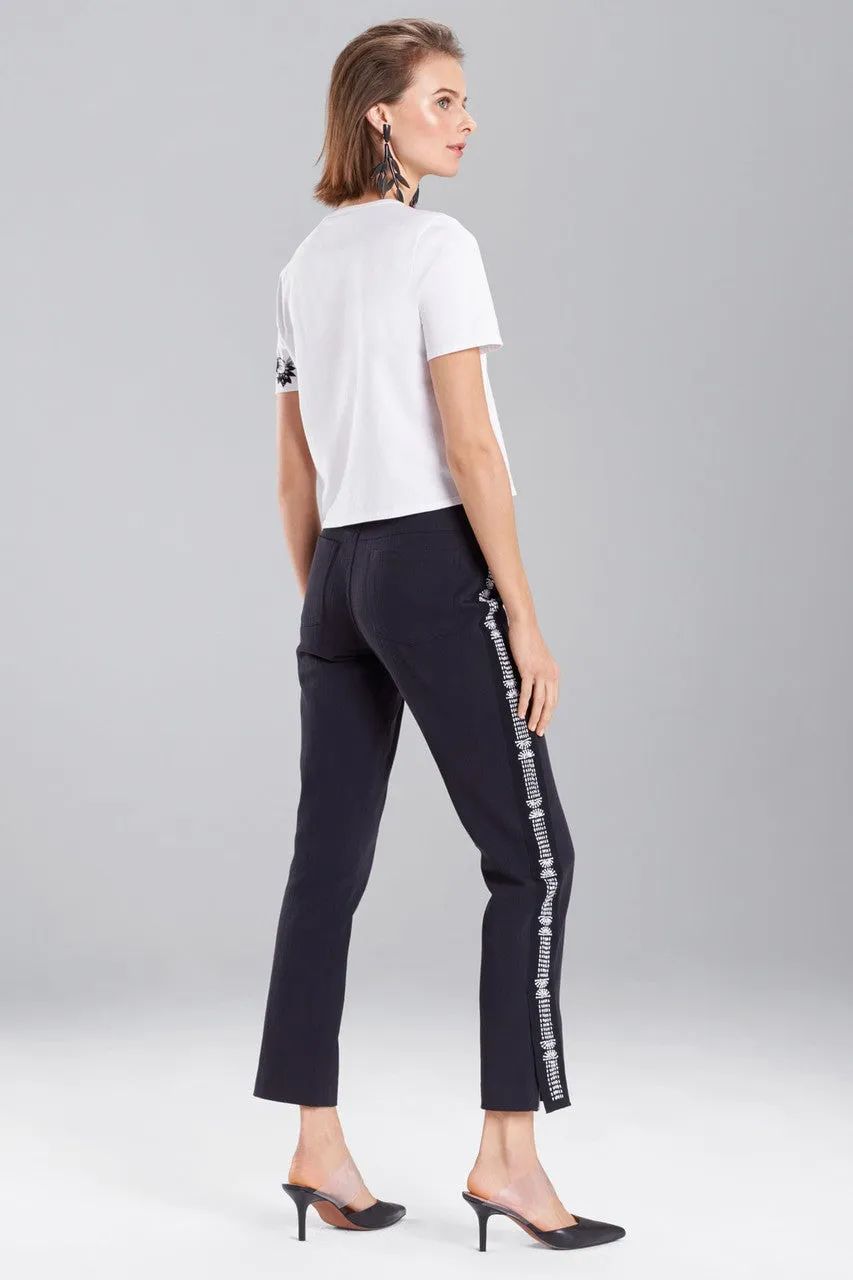 Denim Embroidered Pants