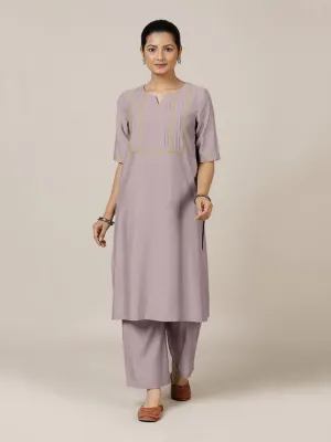 Esha x Rozaana | A Line Kurta in Lilac with Thread Work | Coords or Only Kurta
