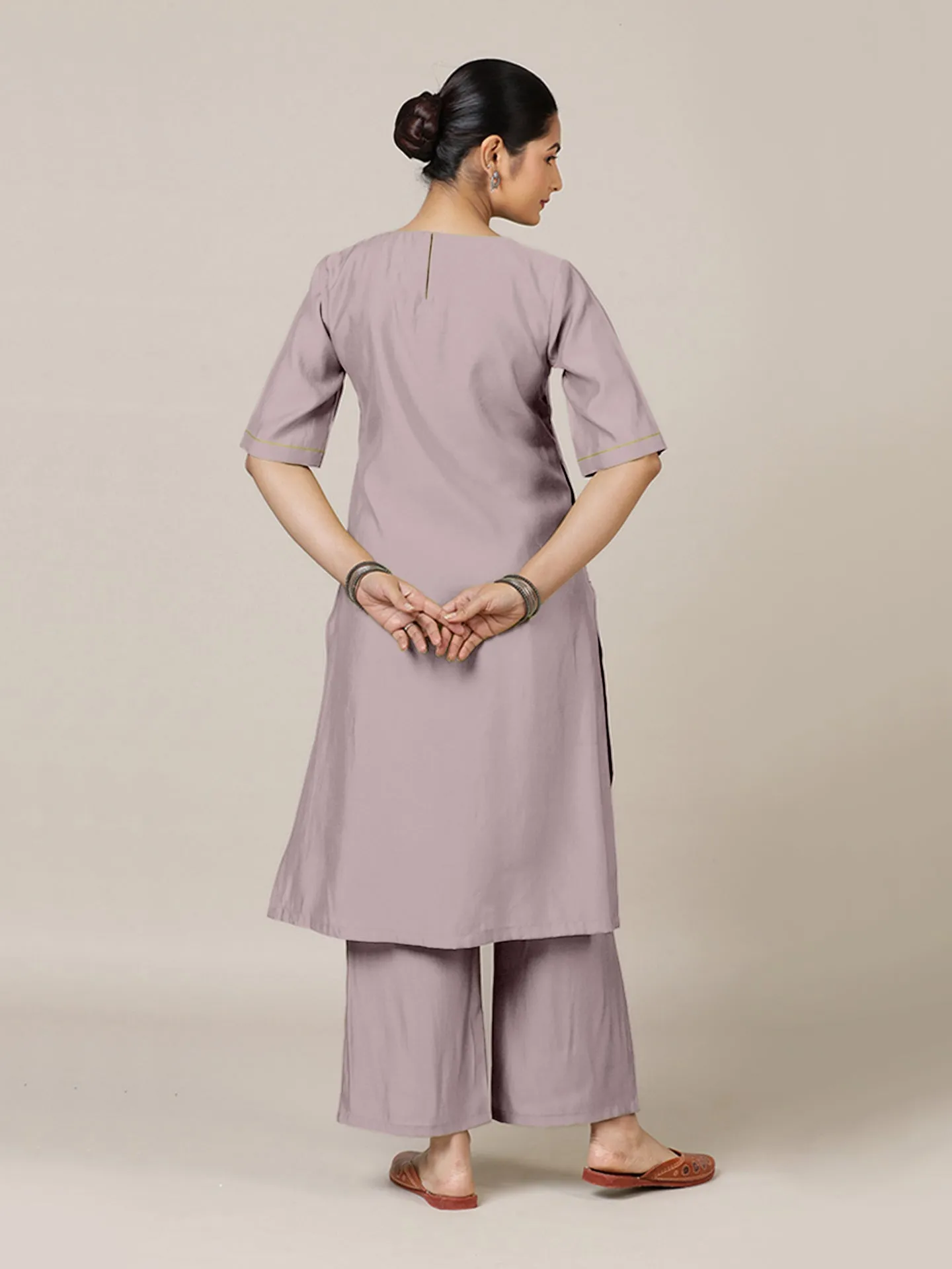 Esha x Rozaana | A Line Kurta in Lilac with Thread Work | Coords or Only Kurta