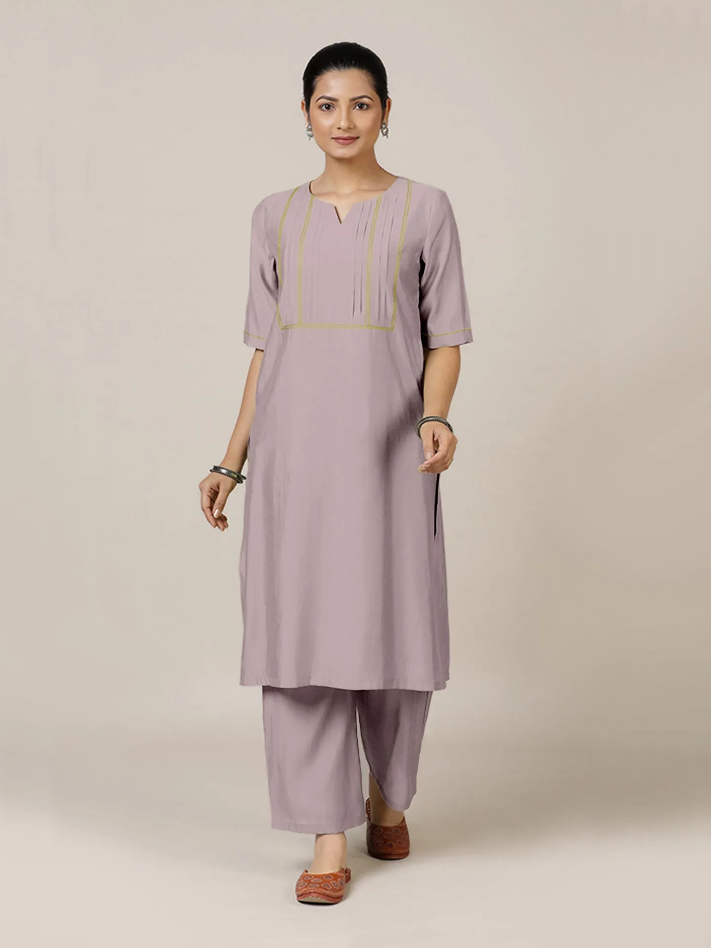 Esha x Rozaana | A Line Kurta in Lilac with Thread Work | Coords or Only Kurta