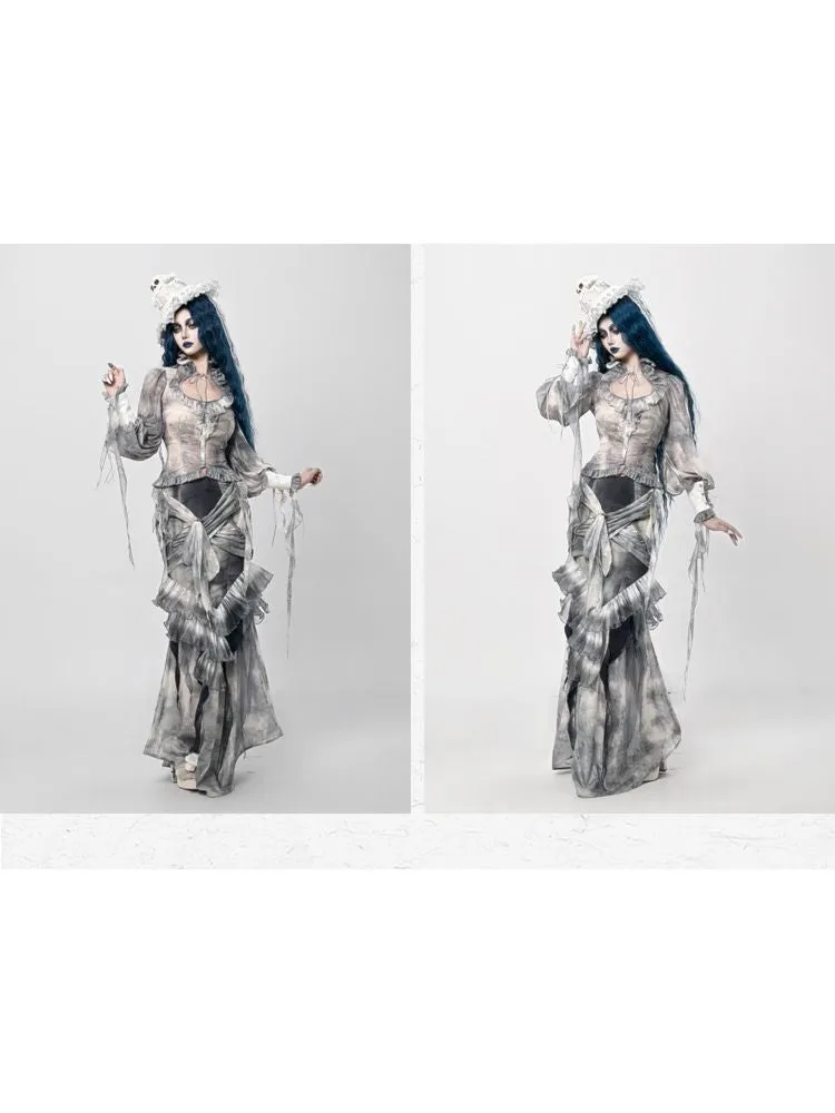 Ethereal Gothic Mermaid-Style Skirt