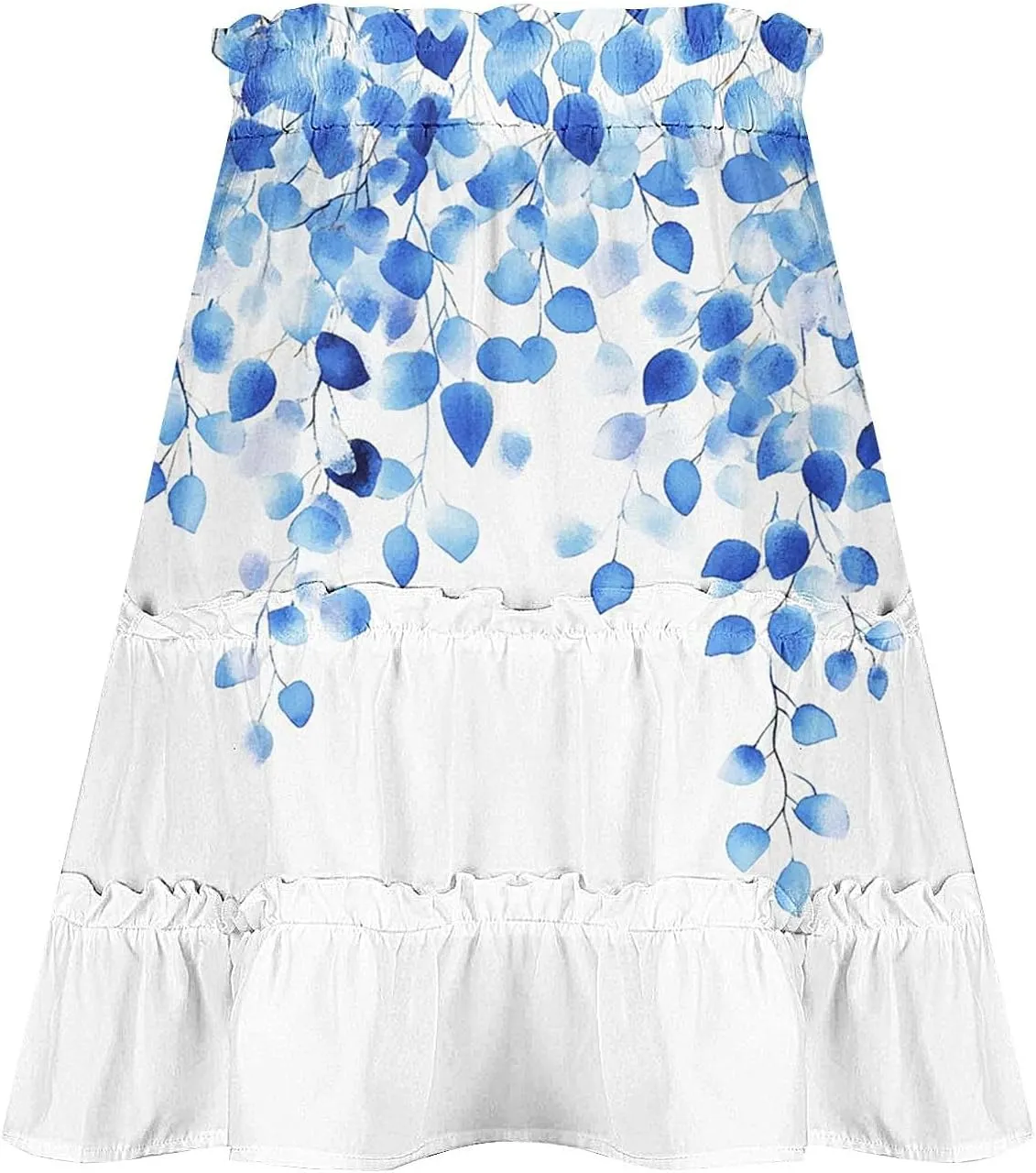 Flowy Skirts for Women Summer Beach Vacation Casual Boho Floral Print Ruffle Tiered Skorts High Waist Mini Skirts