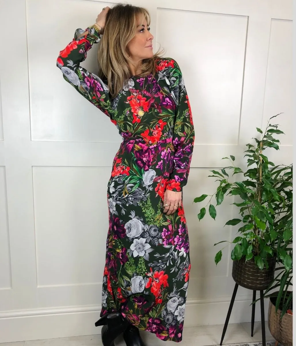Garden Floral Batwing Midi Dress