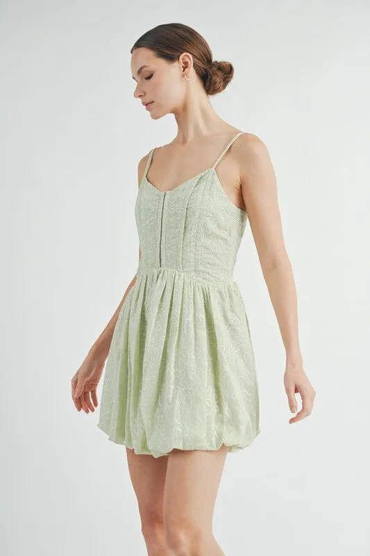 Green Corset Bubble Hem Mini Dress