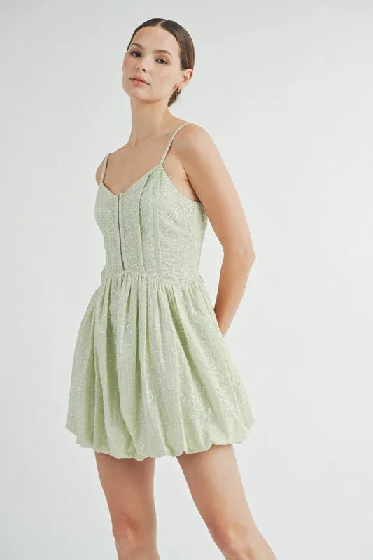Green Corset Bubble Hem Mini Dress