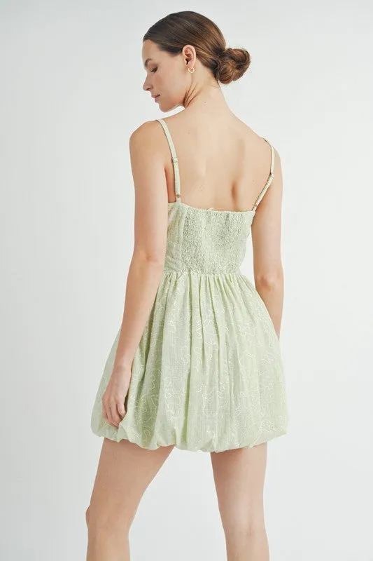 Green Corset Bubble Hem Mini Dress