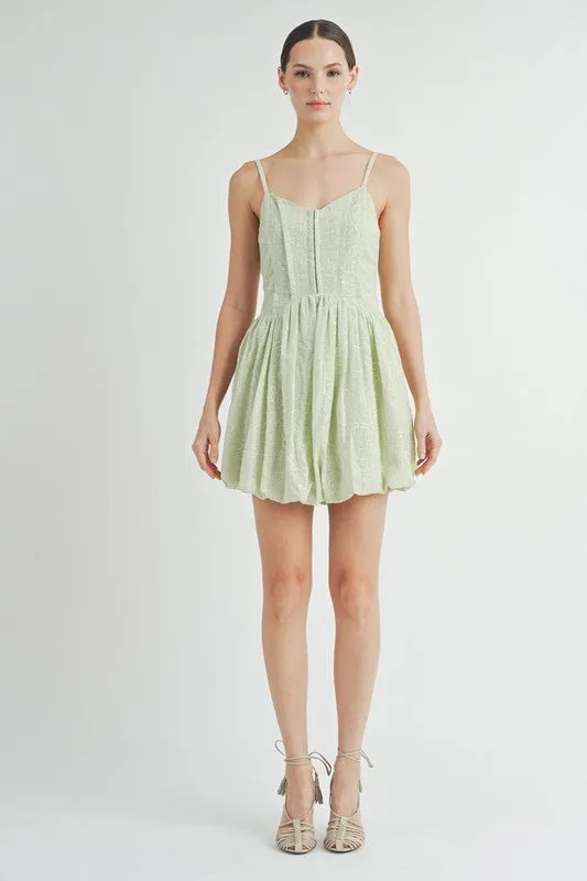 Green Corset Bubble Hem Mini Dress