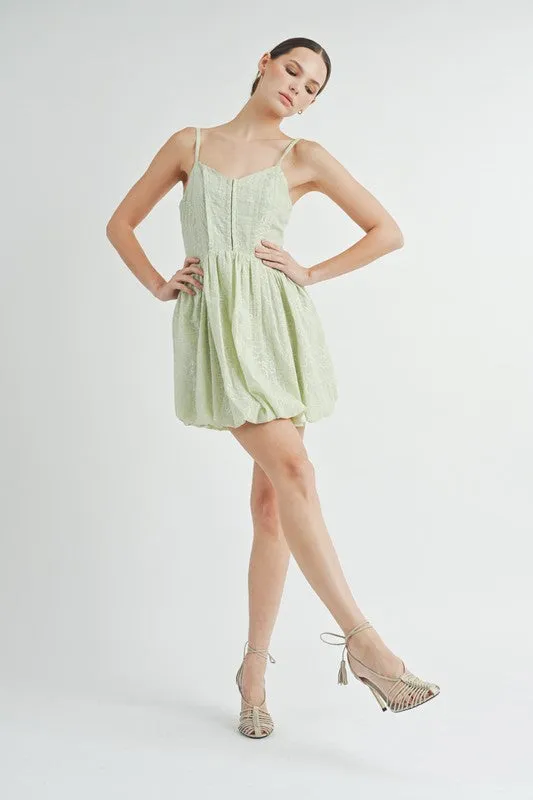 Green Corset Bubble Hem Mini Dress