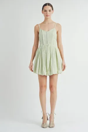 Green Corset Bubble Hem Mini Dress