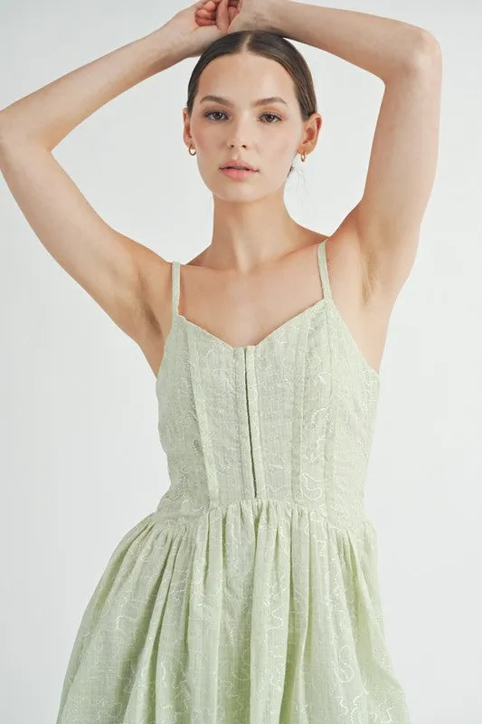 Green Corset Bubble Hem Mini Dress